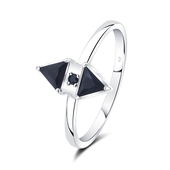 Triangles With CZ Stone Silver Ring NSR-4154
